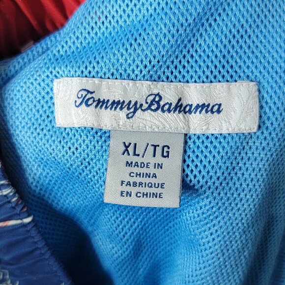 Tommy Bahama XL Navy Blue Mesh Turtle Palm Hula Lined Men's Swim Trunks - Picture 4 of 5